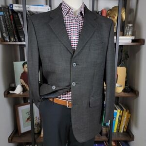 Kasper Men's Sport Coat Blazer Three Button Charcoal Black Wool Size 44-46R‎